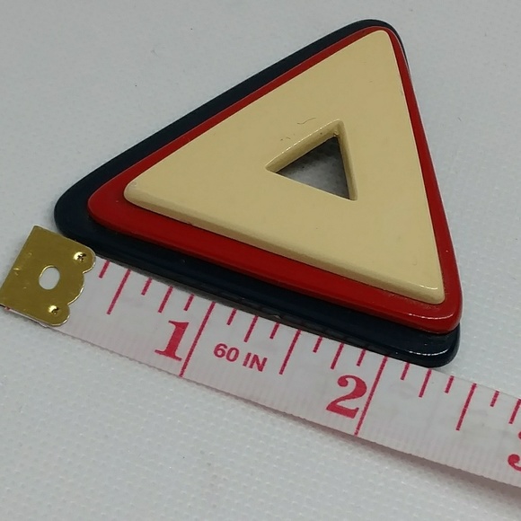 Vtg Red, "White", & Blue stacked triangle brooch - Picture 5 of 7